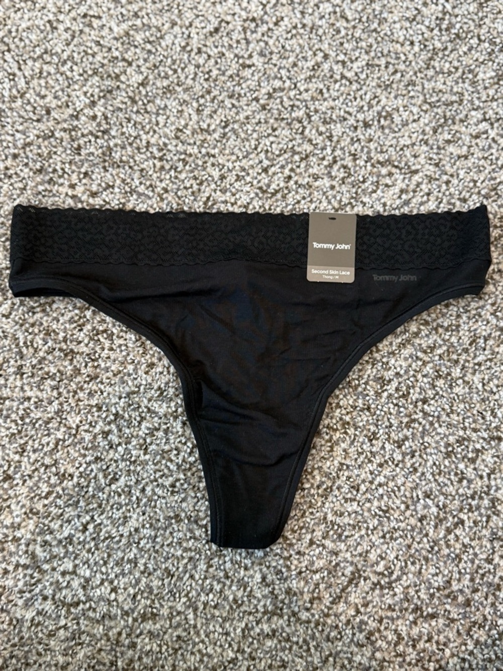 Tommy John Black Lace-Trim Cotton Bikini Brief